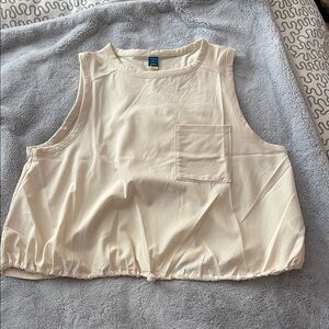 EUC Women’s Old Navy Cream Boxy Crop Tank Top with Toggle Hem Size M